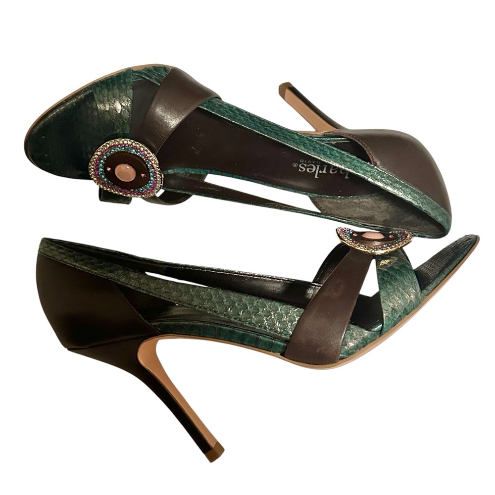 Charles by Charles David Green and Black Peep-Toe Heels Women’s Size 6B